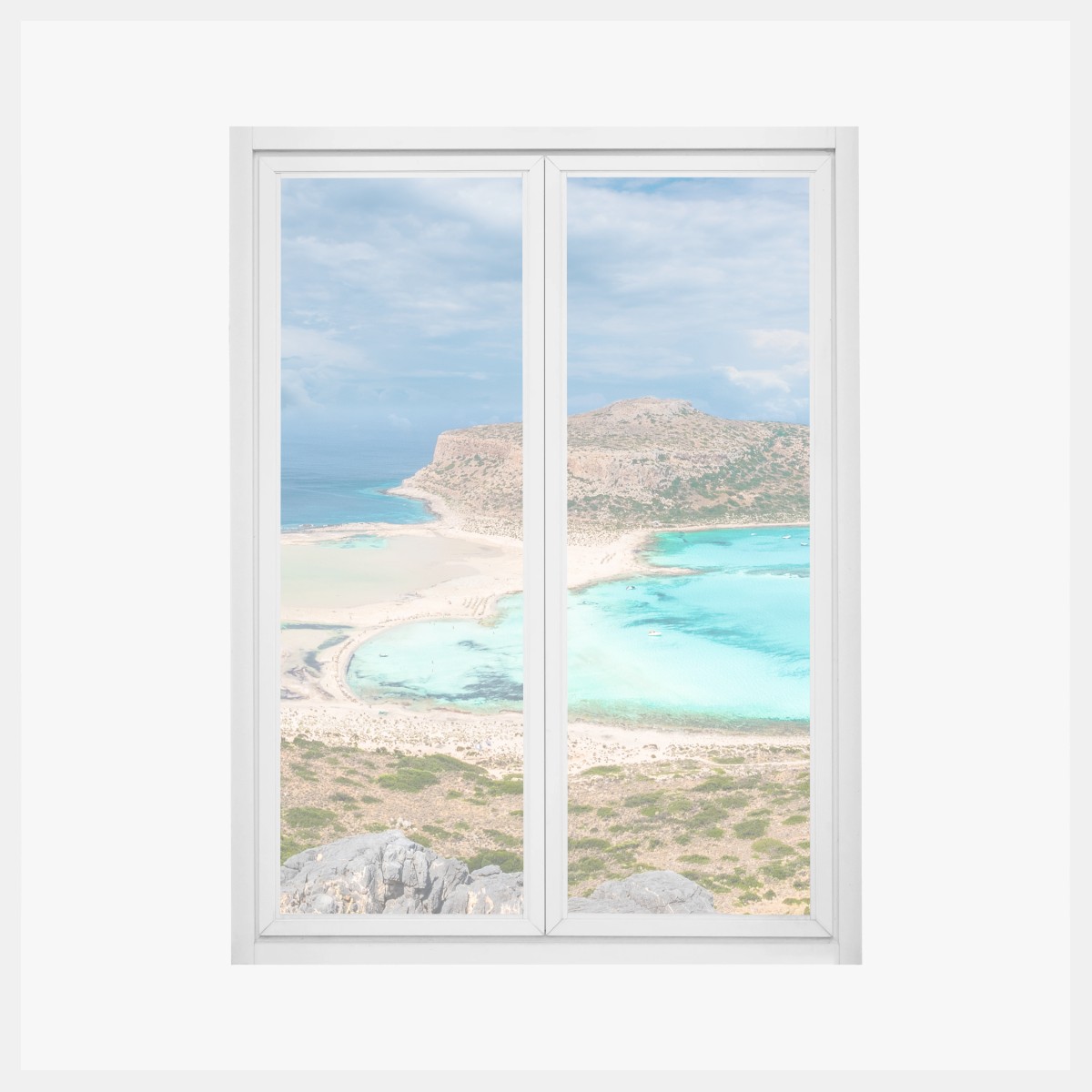 Fensteraufkleber Balos Lagoon, Kreta panorama strandblick – Wallnifity® Fensteraufkleber Balos Lagoon, Kreta panorama strandblick – Wallnifity®