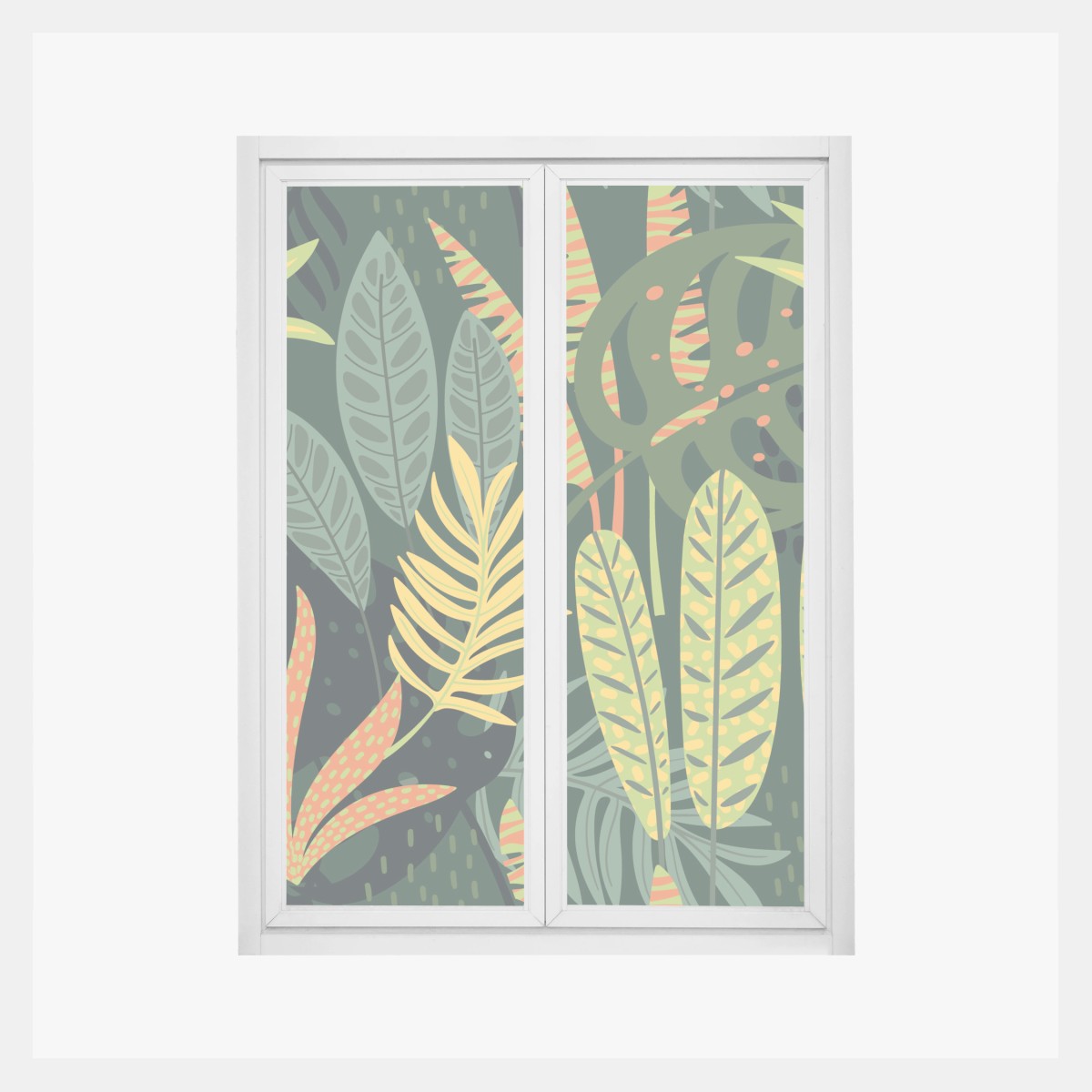 Fensteraufkleber botanisches blattmuster im dschungelstil – Wallnifity® Fensteraufkleber botanisches blattmuster im dschungelstil – Wallnifity®