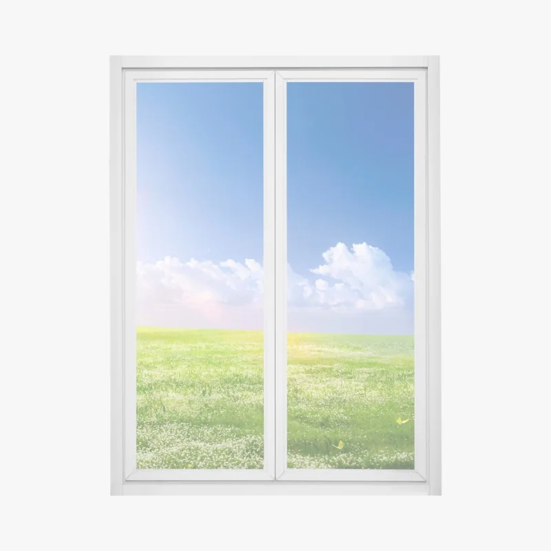 Fensteraufkleber ruhiger sommer sonnenaufgang am flussufer – Wallnifity®