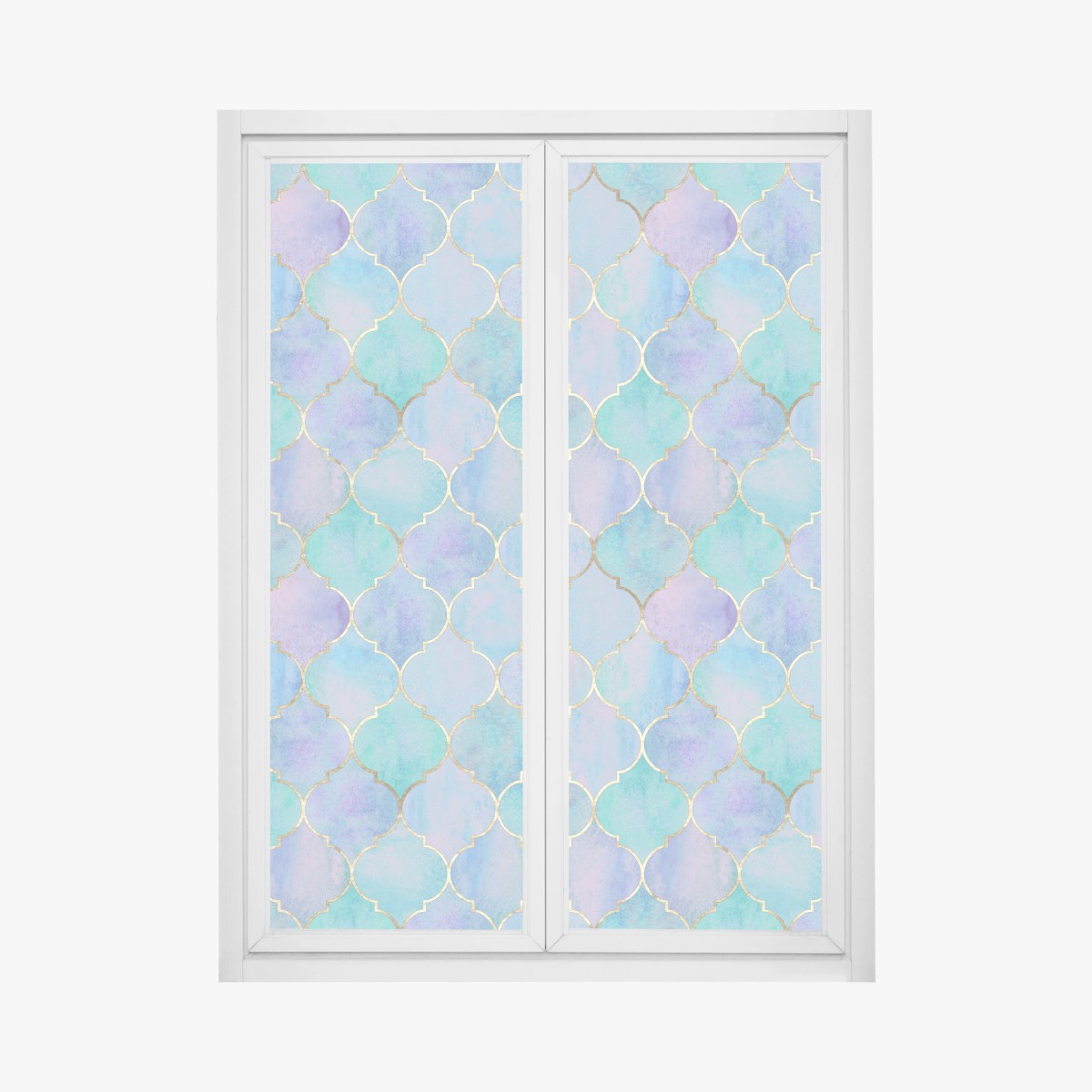 Fensteraufkleber pastell türkis marokkanisches fliesenmuster – Wallnifity®