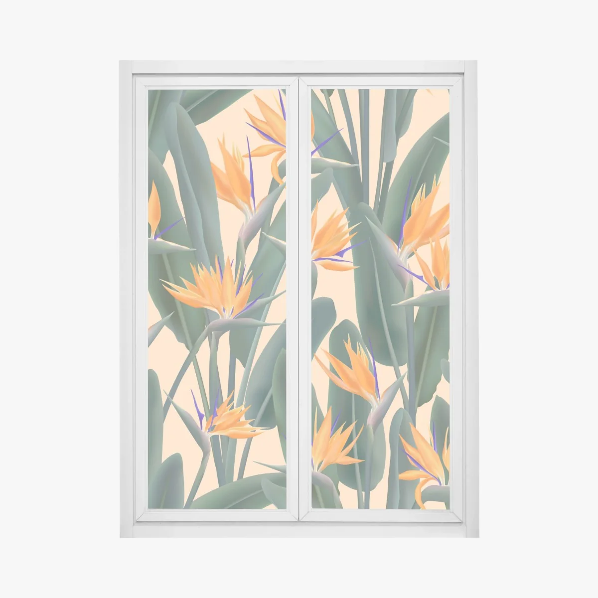 Fensteraufkleber tropisches muster mit strelitzie – Wallnifity® Fensteraufkleber tropisches muster mit strelitzie – Wallnifity®