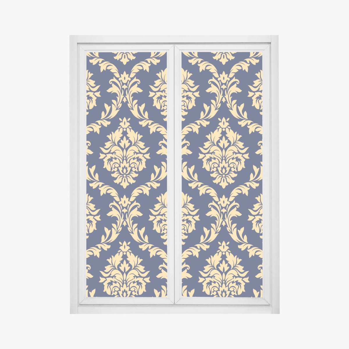 Fensteraufkleber elegantes goldenes damastmuster auf tiefblauem hintergrund – Wallnifity® Fensteraufkleber elegantes goldenes damastmuster auf tiefblauem hintergrund – Wallnifity®