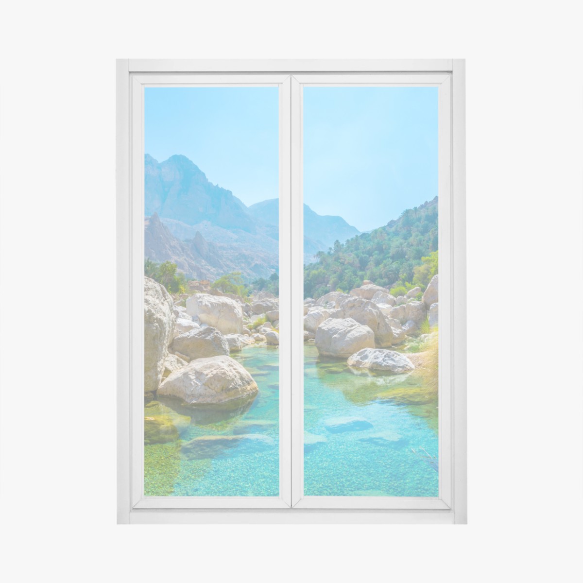 Fensteraufkleber türkisfarbene bergoase – Wallnifity® Fensteraufkleber türkisfarbene bergoase – Wallnifity®