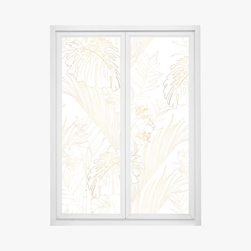 Fensteraufkleber goldenes tropisches blattmuster