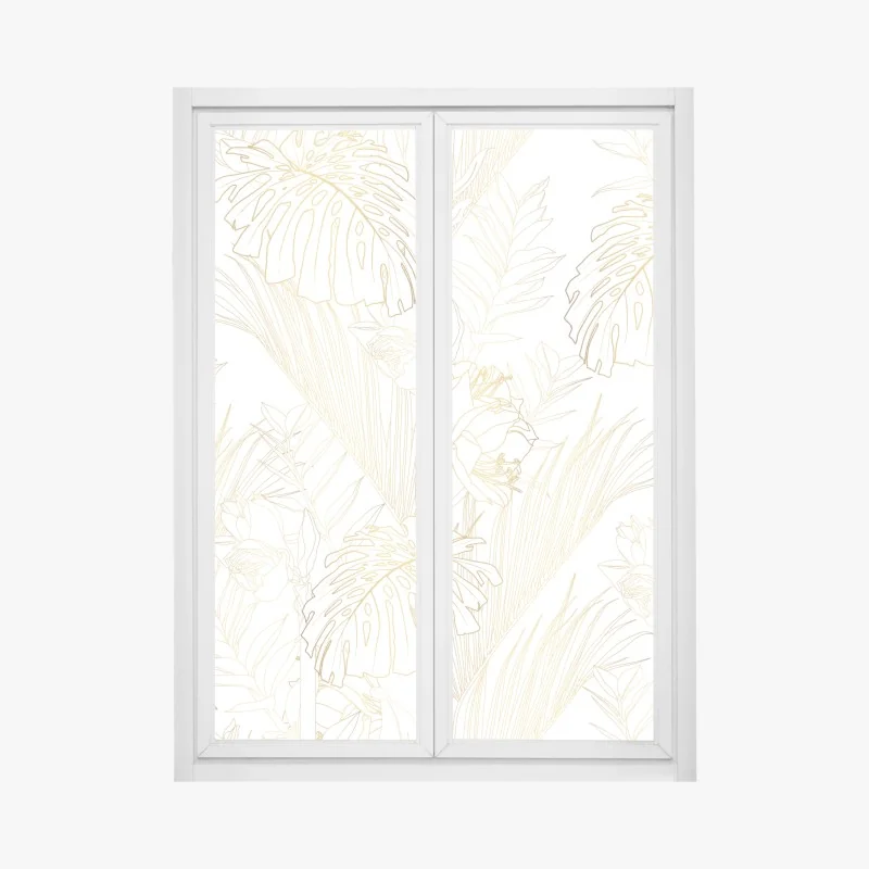 Fensteraufkleber goldenes tropisches blattmuster