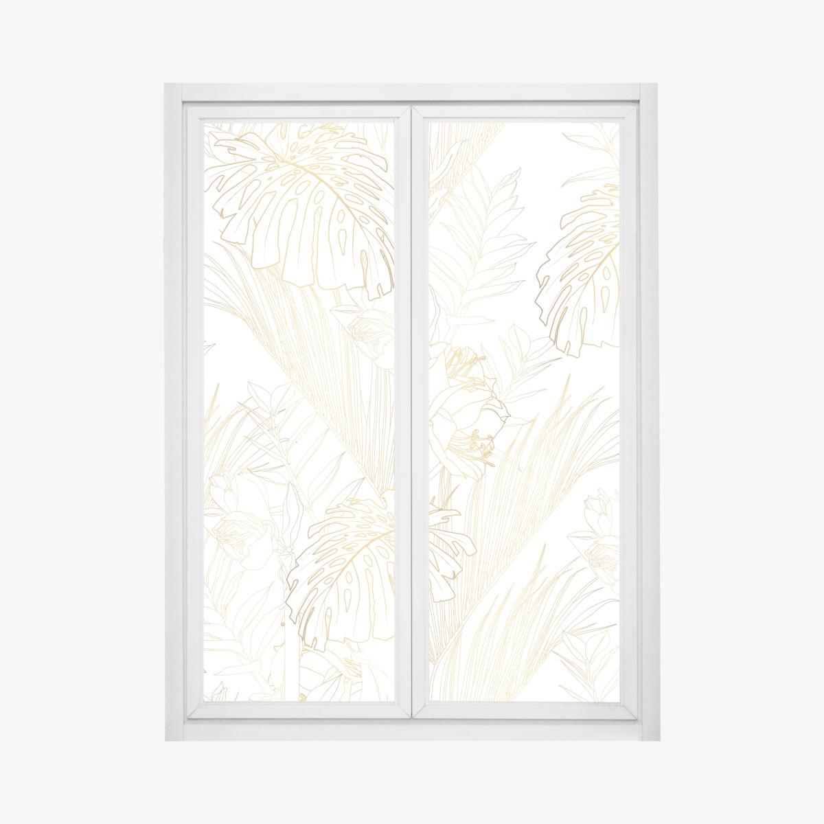 Fensteraufkleber goldenes tropisches blattmuster – Wallnifity®