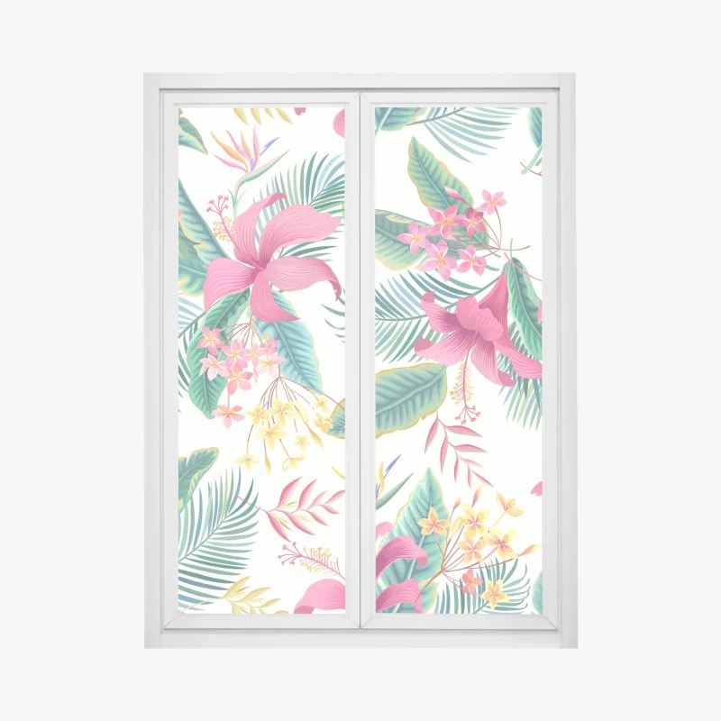 Fensteraufkleber tropisches botanisches blumenmuster