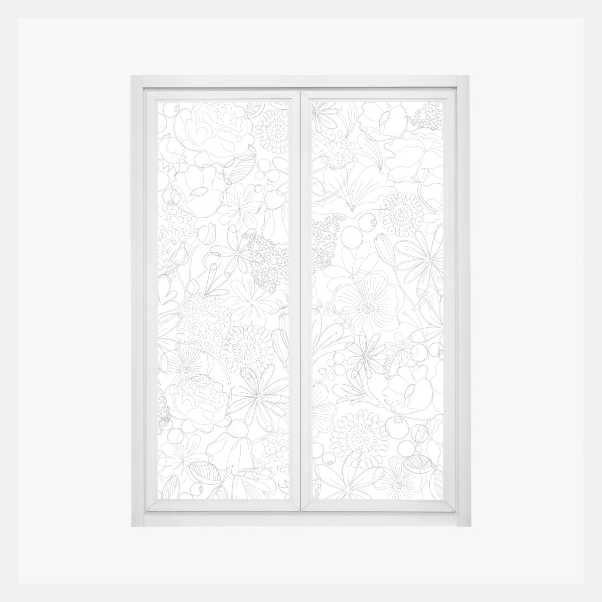 Fensteraufkleber zartes handgezeichnetes blumenlinienmuster – Wallnifity®