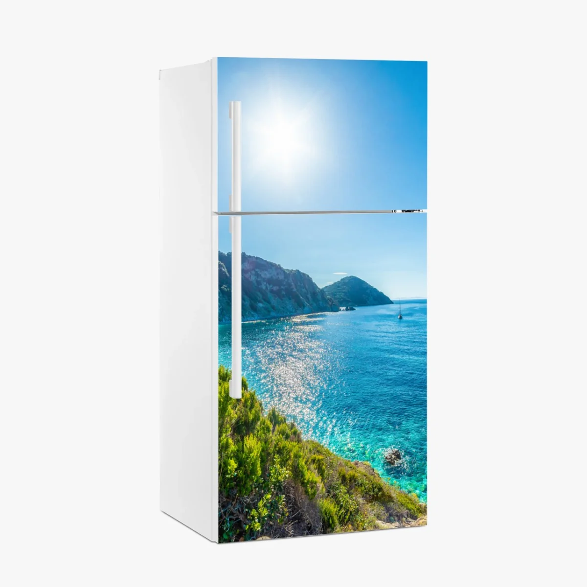Kühlschrankaufkleber sonnige panoramaansicht des strands Sansone, Elba – Wallnifity® Kühlschrankaufkleber sonnige panoramaansicht des strands Sansone, Elba – Wallnifity®