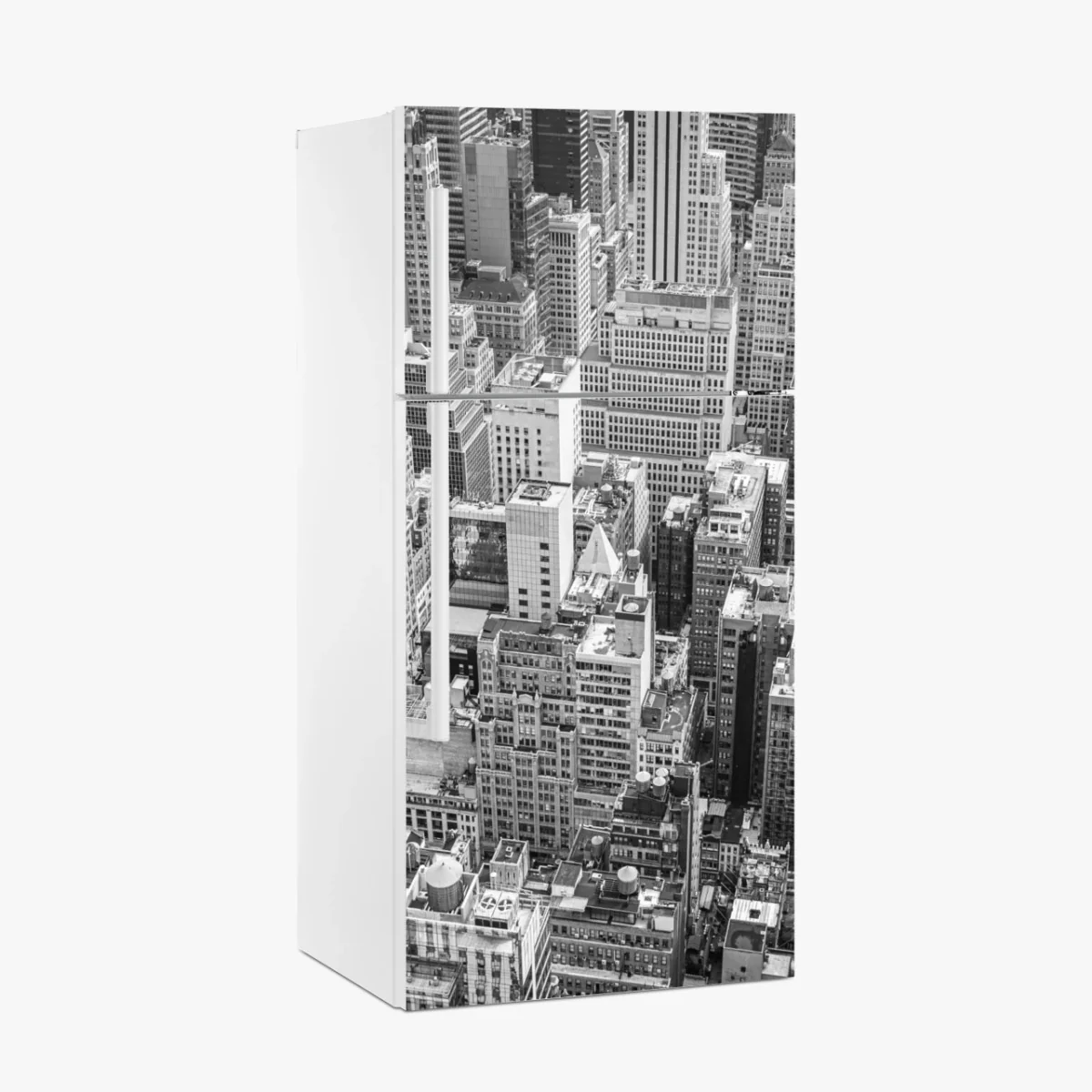 Kühlschrankaufkleber luftaufnahme einer städtischen skyline in schwarzweiß – Wallnifity®