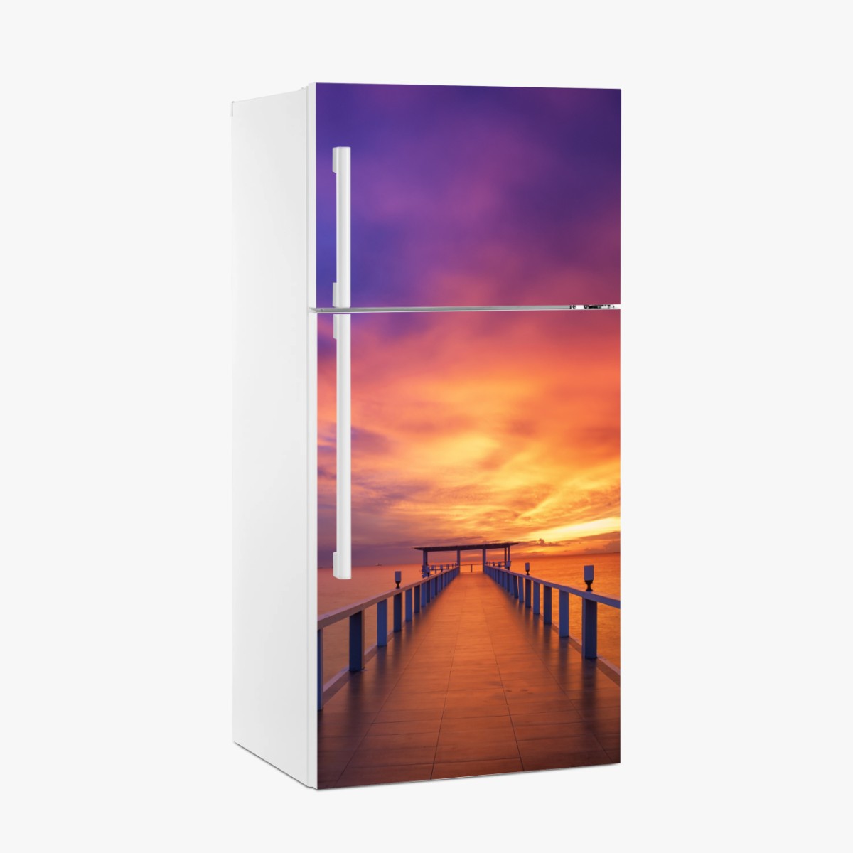 Kühlschrankaufkleber sonnenuntergang am steg am strand – Wallnifity®