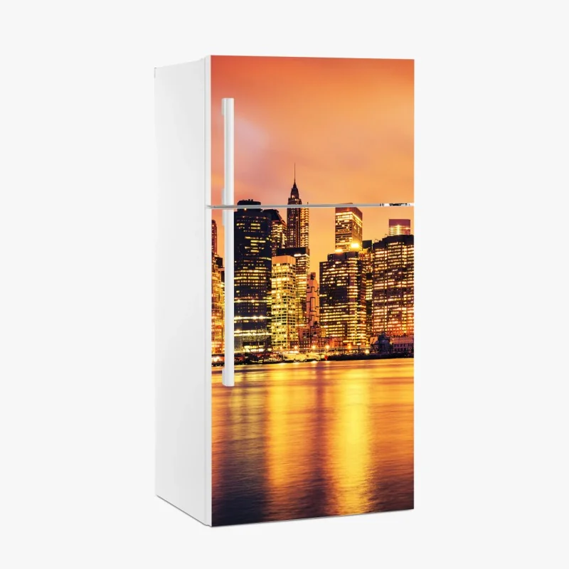Kühlschrankaufkleber New York skyline bei sonnenuntergang