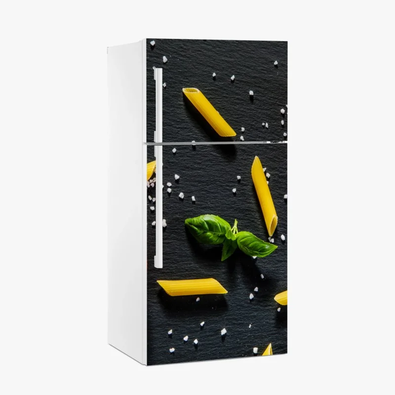 Kühlschrankaufkleber tomaten und penne auf schwarzem schiefer – Wallnifity® Kühlschrankaufkleber tomaten und penne auf schwarzem schiefer – Wallnifity®