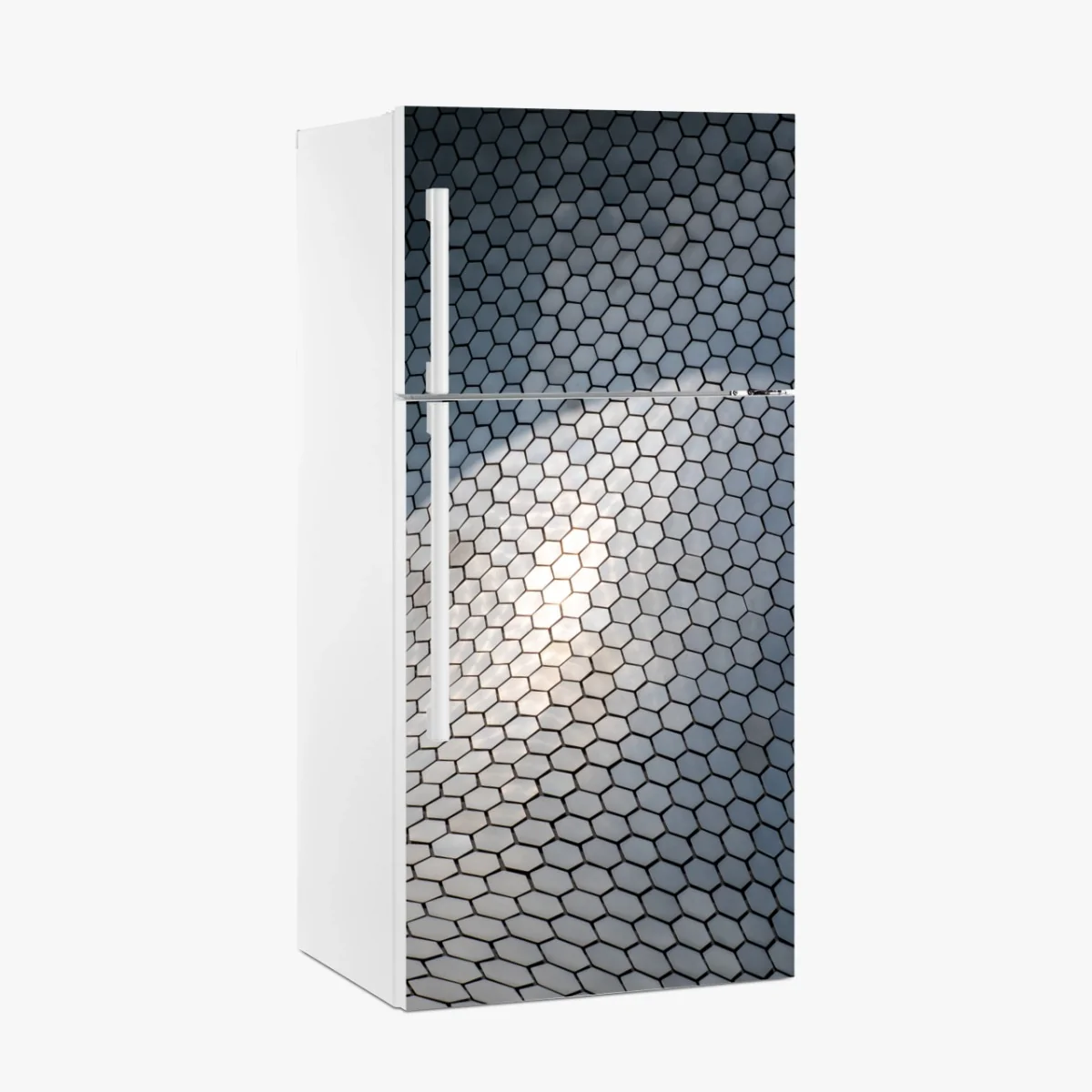 Kühlschrankaufkleber metallische hexagon geometrische fassade – Wallnifity® Kühlschrankaufkleber metallische hexagon geometrische fassade – Wallnifity®
