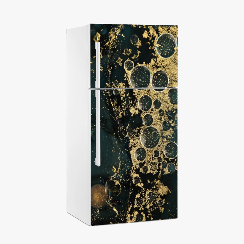 Kühlschrankaufkleber türkis-gold abstrakte marmorierte textur