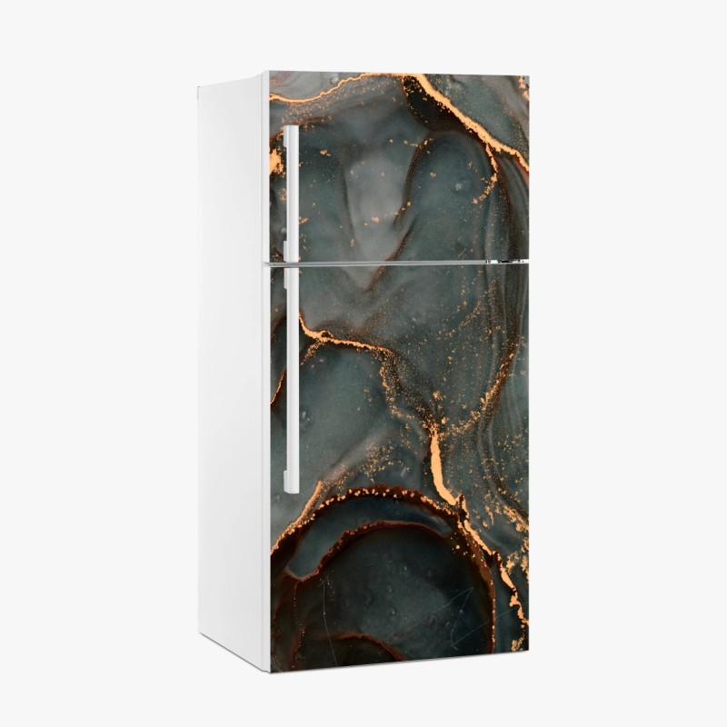 Kühlschrankaufkleber luxuriöse türkis abstraktion mit goldenen adern