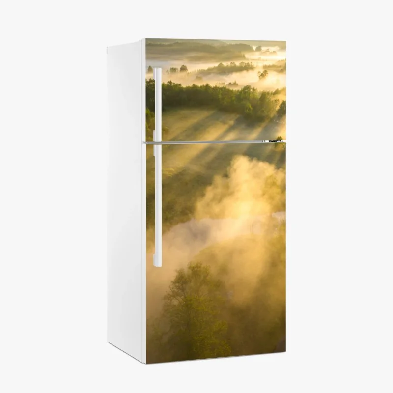 Kühlschrankaufkleber majestätische bergspiegelung bei sonnenaufgang – Wallnifity®