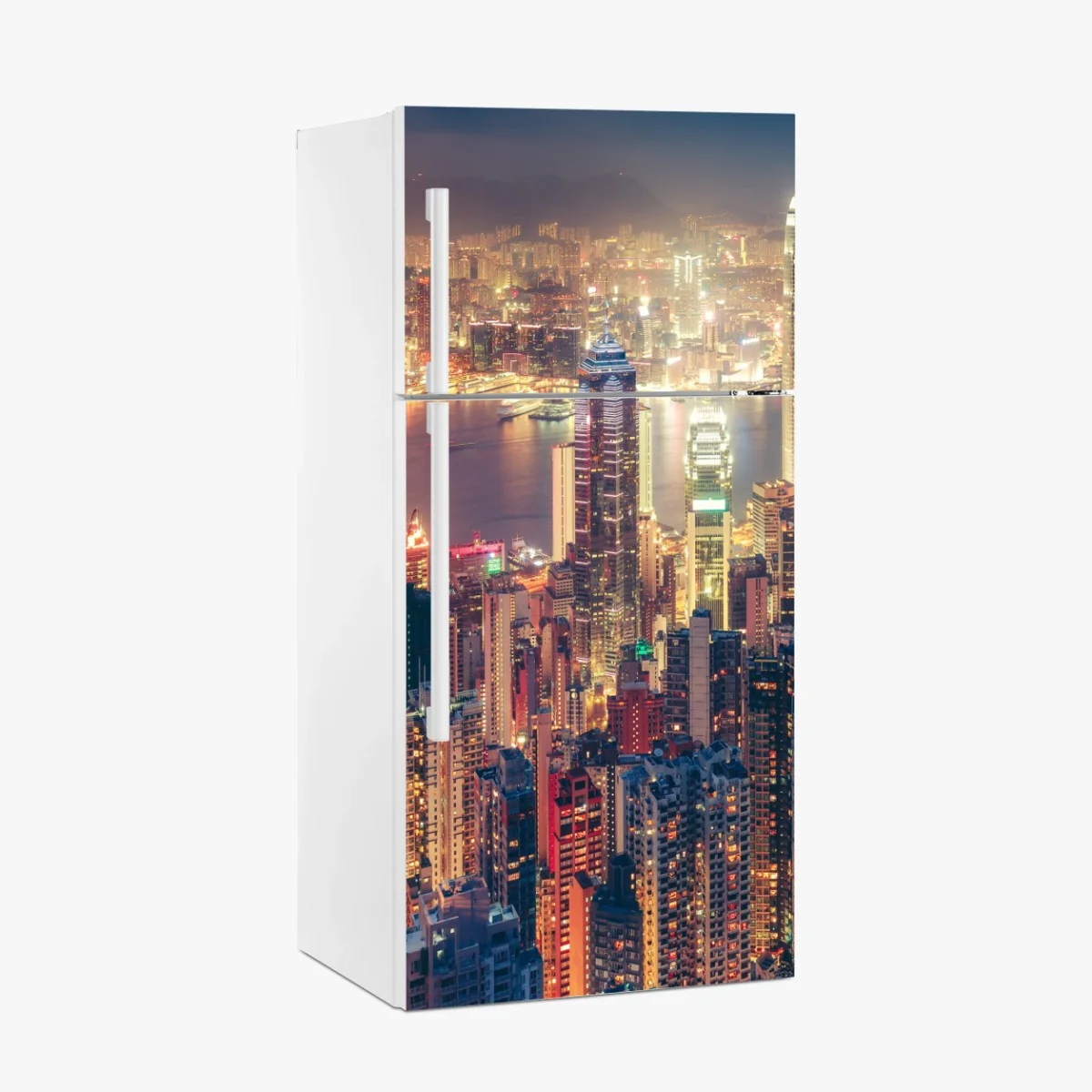 Kühlschrankaufkleber Hongkong skyline bei nacht vom Victoria Peak – Wallnifity® Kühlschrankaufkleber Hongkong skyline bei nacht vom Victoria Peak – Wallnifity®