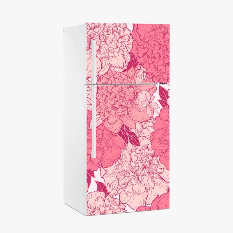 Kühlschrankaufkleber rosa pfingstrosenmuster