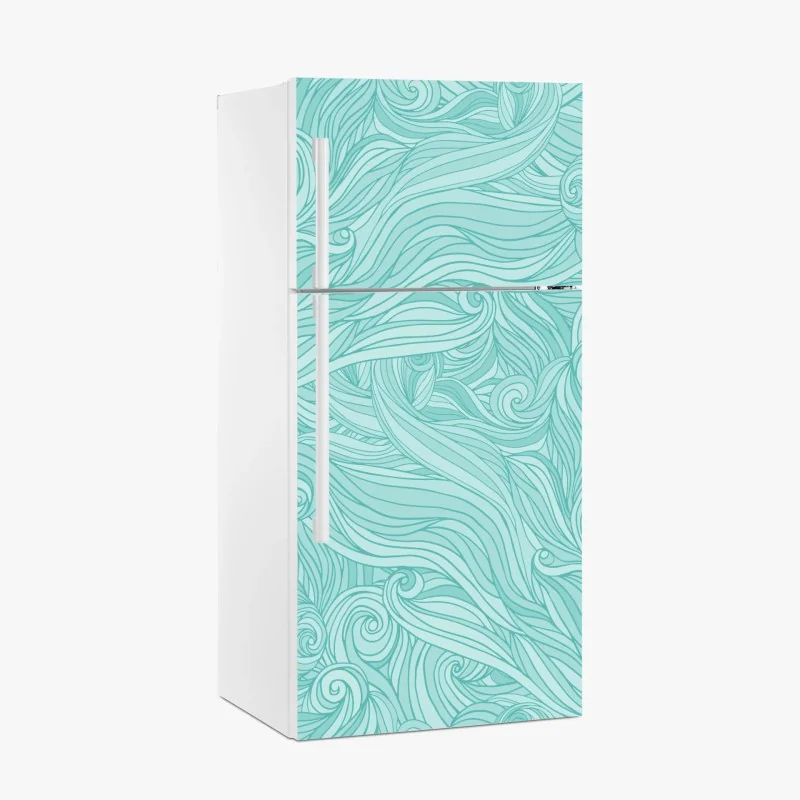 Kühlschrankaufkleber türkis wellenmuster für das interieur