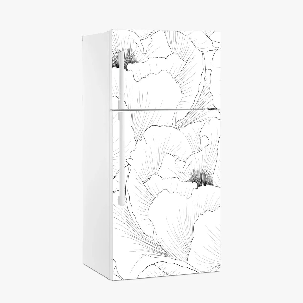 Kühlschrankaufkleber feine botanische linienzeichnung mit blumen – Wallnifity®