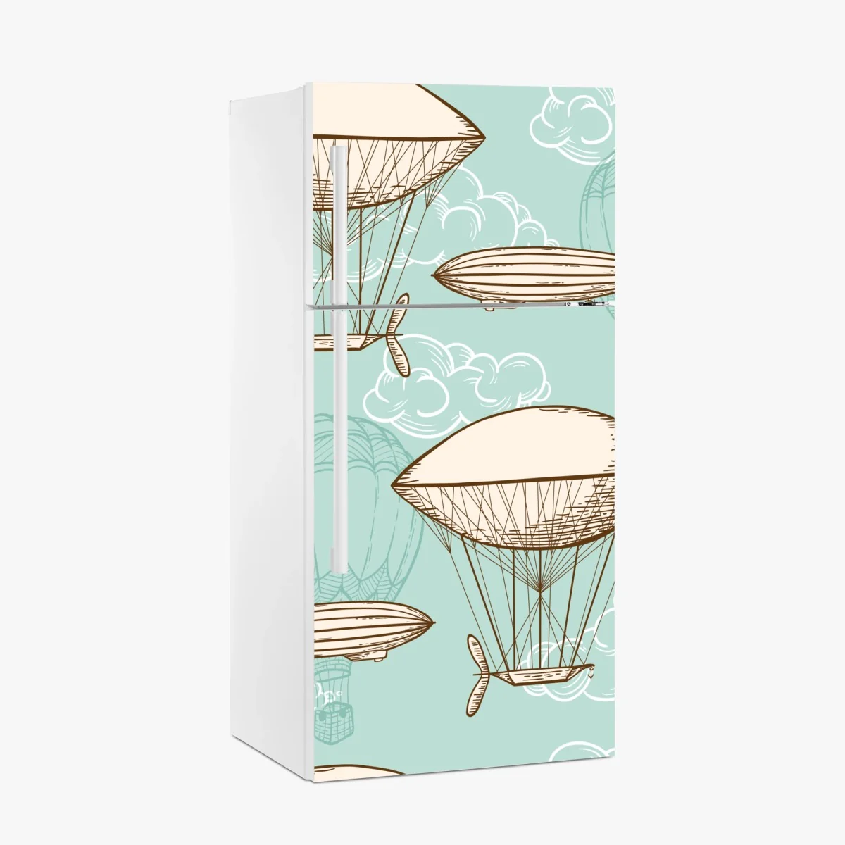 Kühlschrankaufkleber vintage-motiv mit luftschiffen und ballons – Wallnifity®