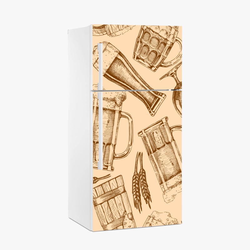 Kühlschrankaufkleber retro muster mit bierkrügen