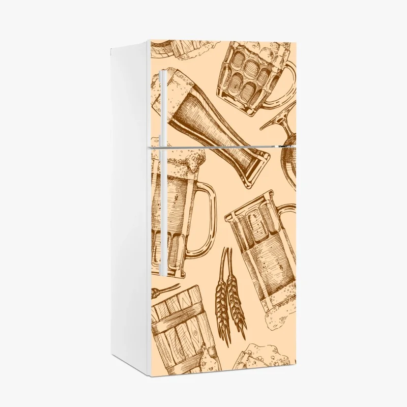 Kühlschrankaufkleber retro muster mit bierkrügen