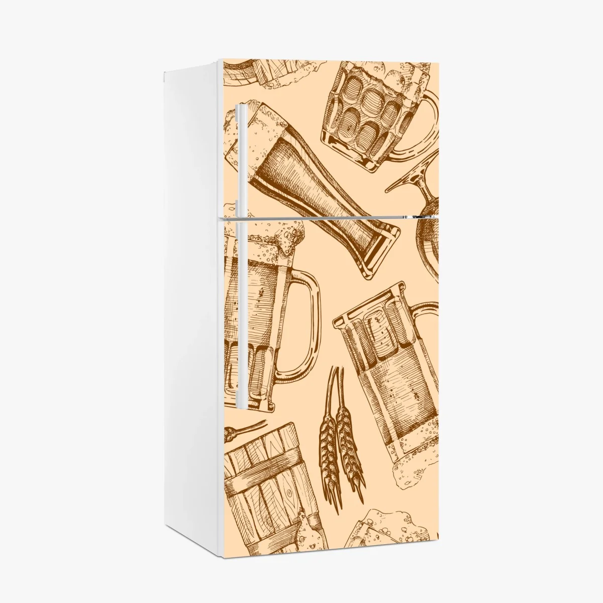 Kühlschrankaufkleber retro muster mit bierkrügen – Wallnifity® Kühlschrankaufkleber retro muster mit bierkrügen – Wallnifity®