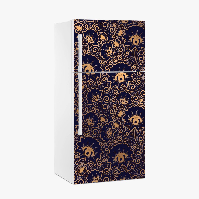 Kühlschrankaufkleber geometrisches art deco muster in schwarz und gold – Wallnifity®