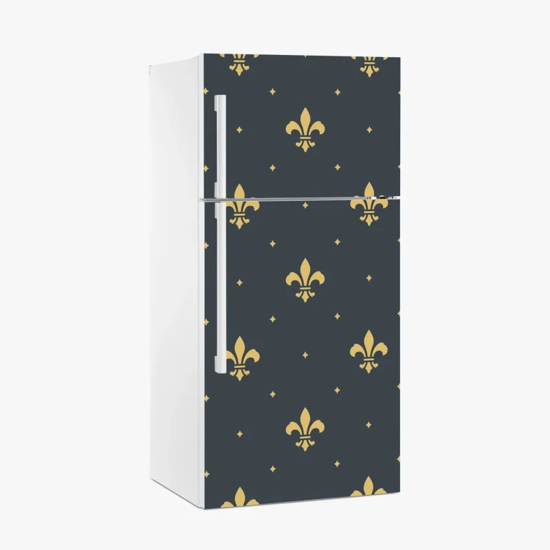 Kühlschrankaufkleber goldenes lilienmuster auf dunklem hintergrund