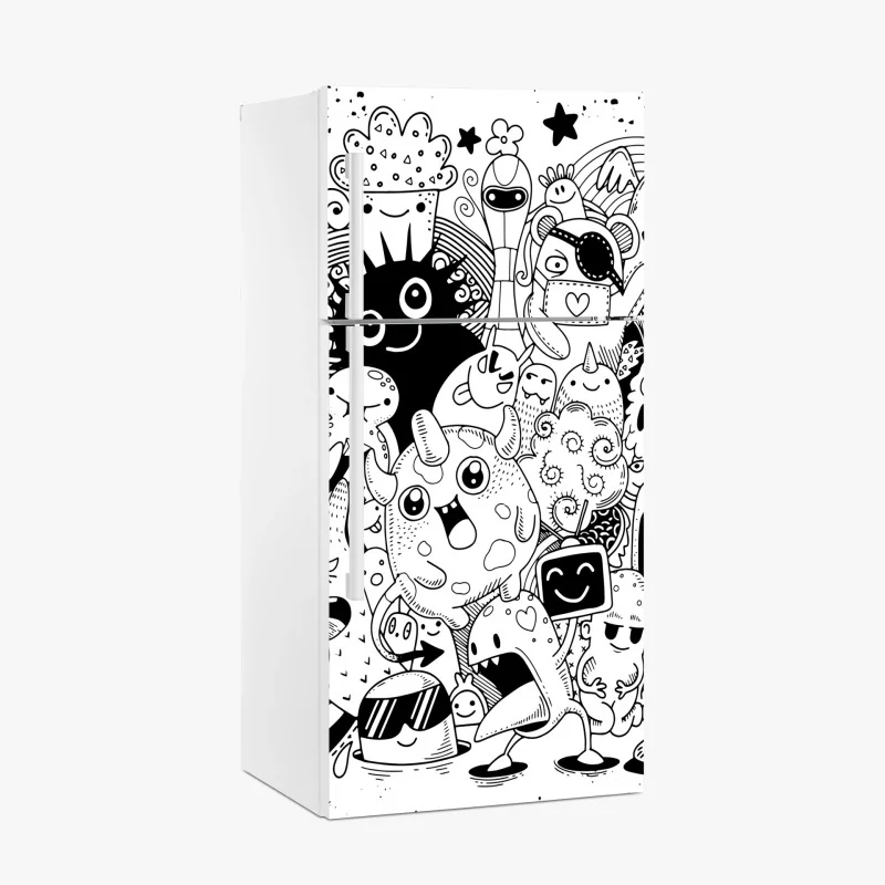 Kühlschrankaufkleber verspielte monster-zeichnung