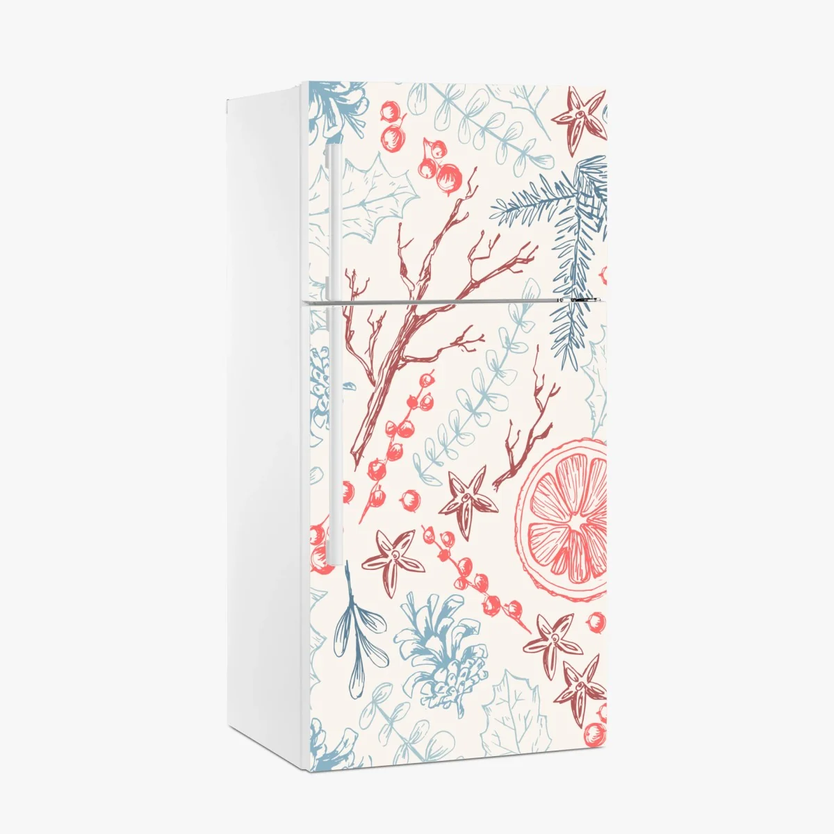 Kühlschrankaufkleber handgezeichnetes winterliches botanisches muster – Wallnifity® Kühlschrankaufkleber handgezeichnetes winterliches botanisches muster – Wallnifity®