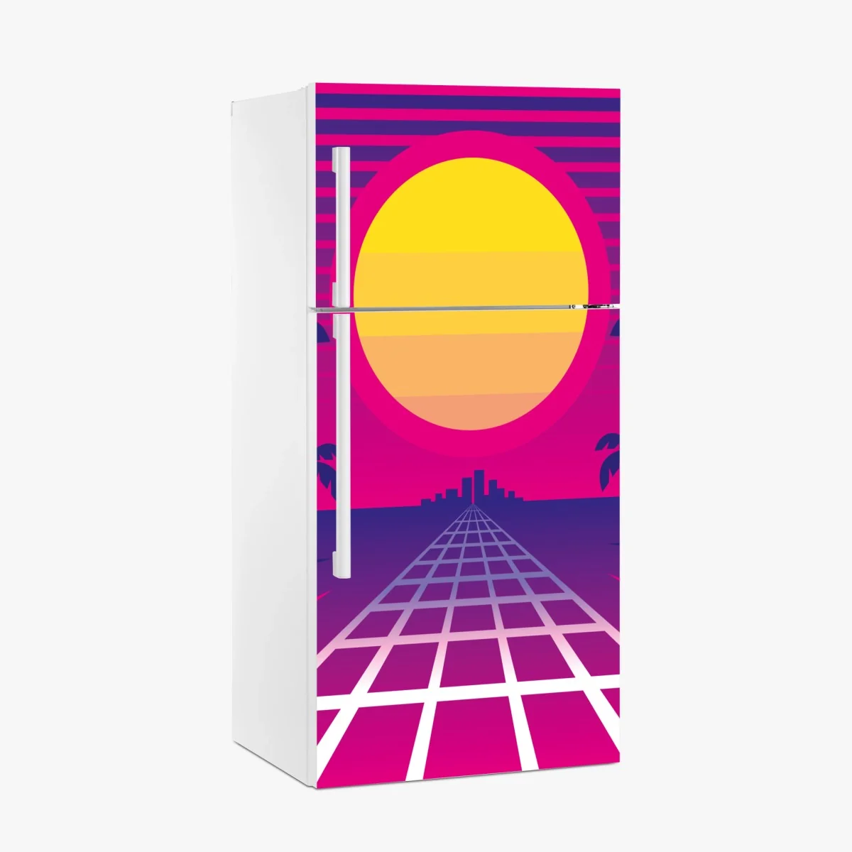 Kühlschrankaufkleber neon sonnenuntergang skyline – Wallnifity®