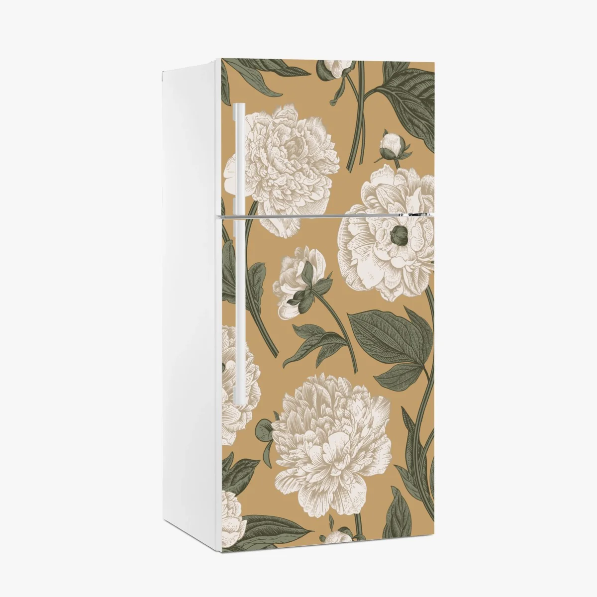 Kühlschrankaufkleber vintage botanisches muster mit pfingstrosen – Wallnifity® Kühlschrankaufkleber vintage botanisches muster mit pfingstrosen – Wallnifity®