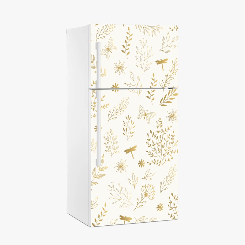 Kühlschrankaufkleber vintage-muster mit kolibris und blüten – Wallnifity®