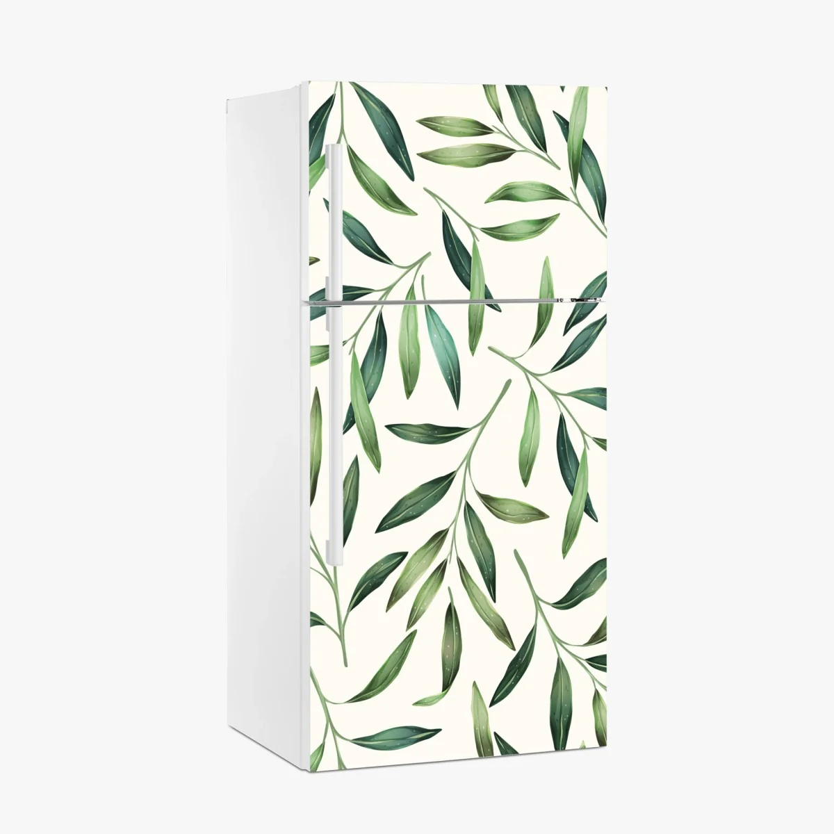 Kühlschrankaufkleber grünes aquarell blättermuster – Wallnifity®