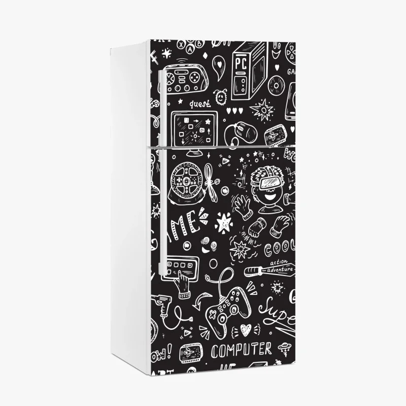 Kühlschrankaufkleber handgezeichnetes gaming-muster