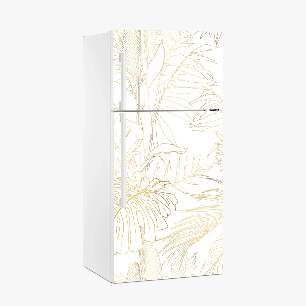 Kühlschrankaufkleber goldene tropische blätter line art – Wallnifity® Kühlschrankaufkleber goldene tropische blätter line art – Wallnifity®