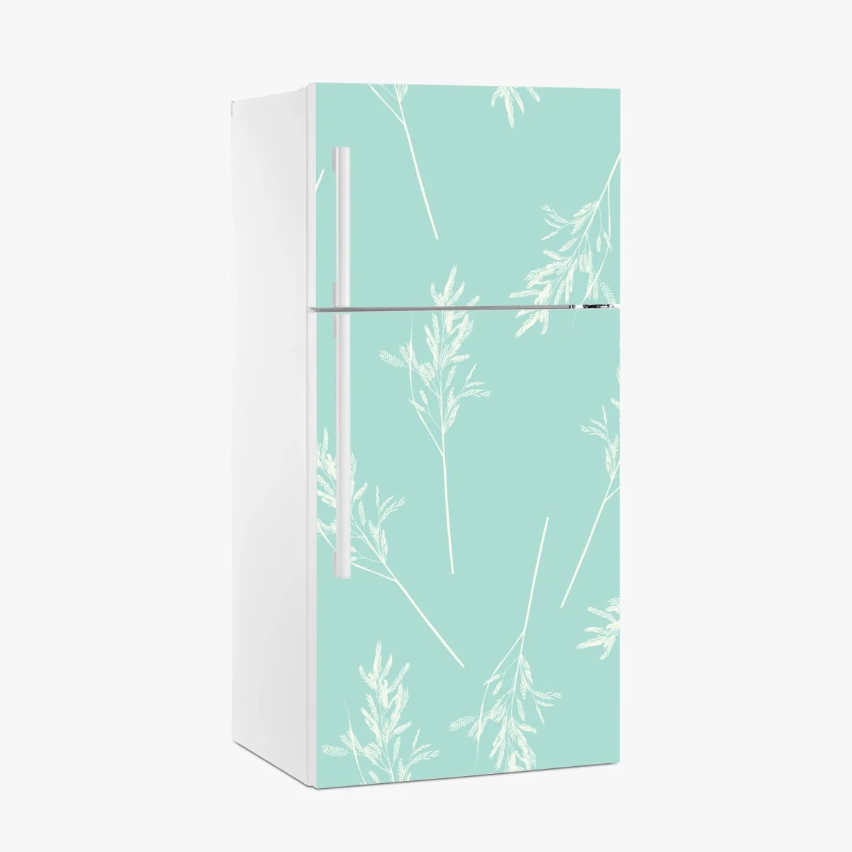 Kühlschrankaufkleber zartes türkisfarbenes botanisches muster – Wallnifity®