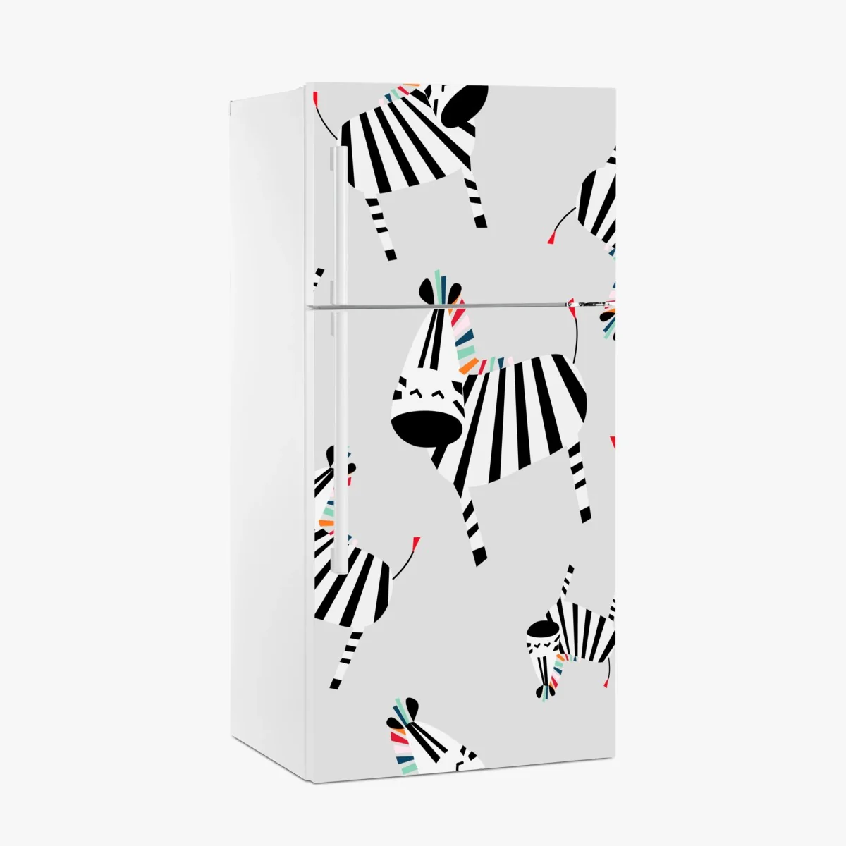 Kühlschrankaufkleber verspieltes zebramuster mit streifen – Wallnifity® Kühlschrankaufkleber verspieltes zebramuster mit streifen – Wallnifity®