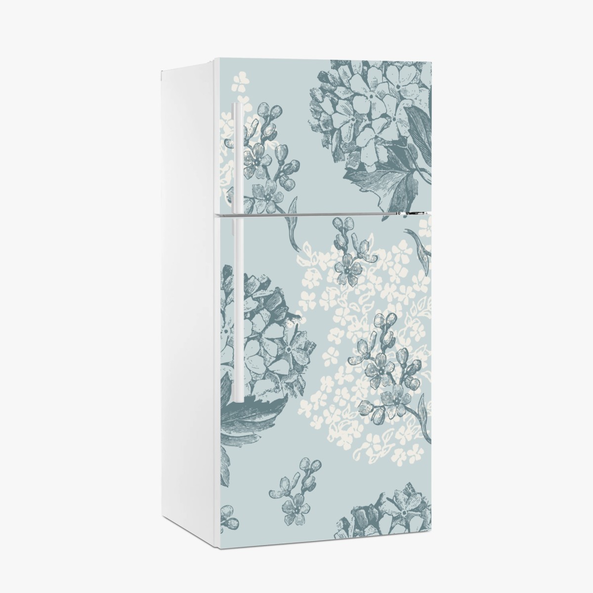 Kühlschrankaufkleber zartes pastell hortensienmuster – Wallnifity® Kühlschrankaufkleber zartes pastell hortensienmuster – Wallnifity®