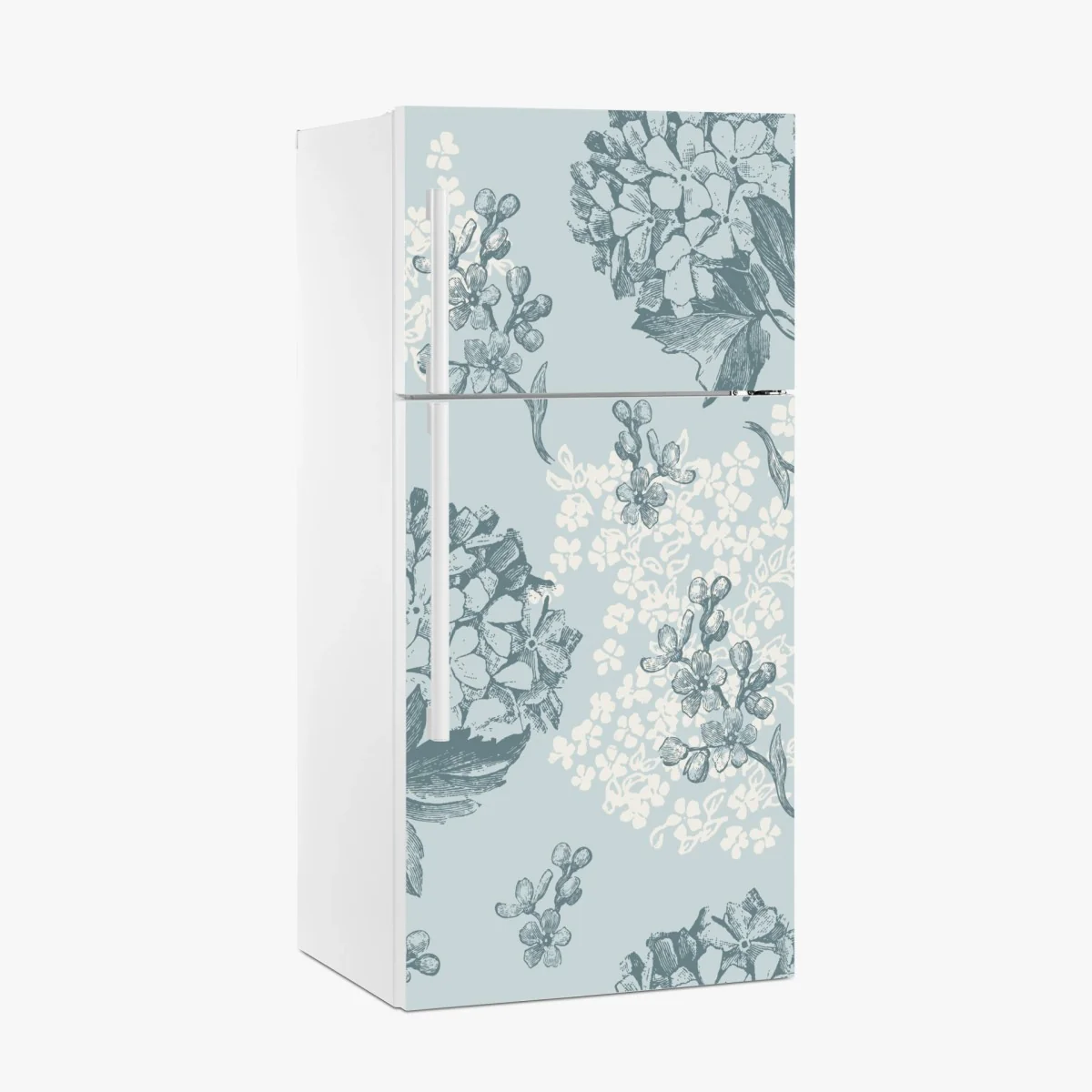 Kühlschrankaufkleber zartes pastell hortensienmuster – Wallnifity® Kühlschrankaufkleber zartes pastell hortensienmuster – Wallnifity®
