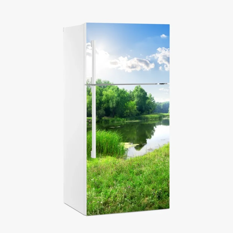 Kühlschrankaufkleber sonnige wiese am fluss