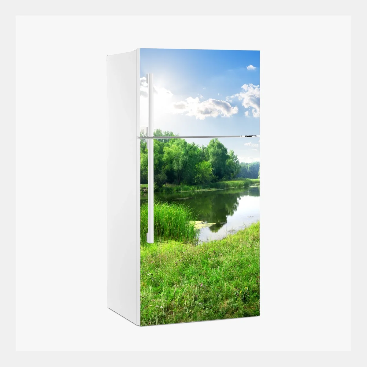 Kühlschrankaufkleber sonnige wiese am fluss – Wallnifity®