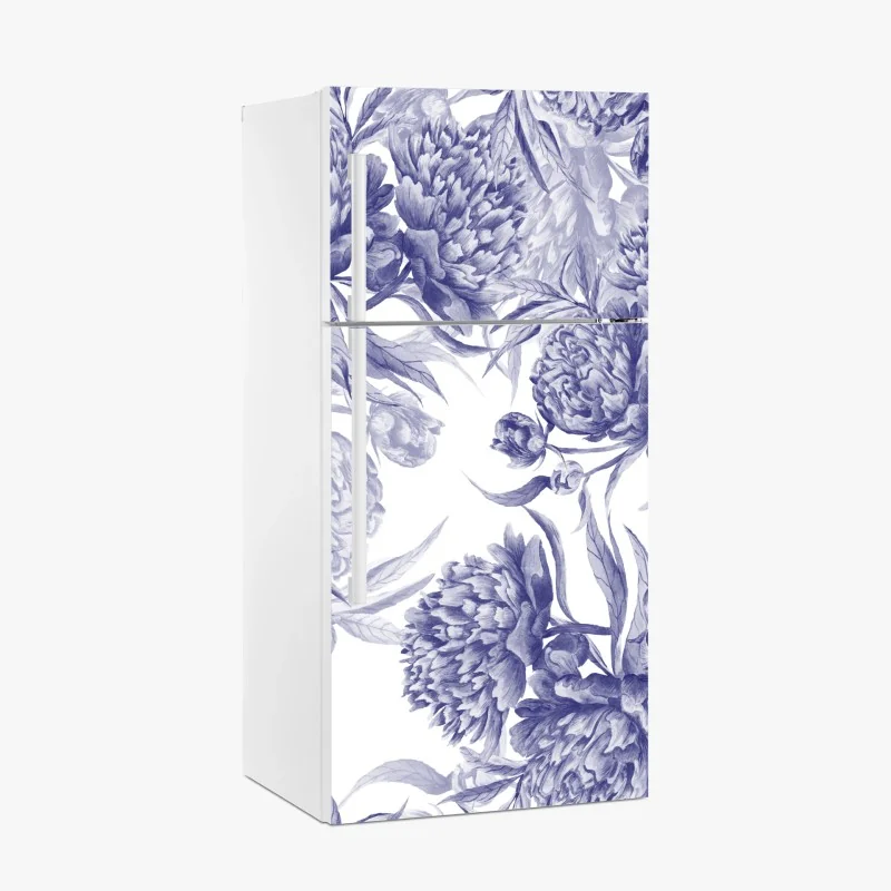 Kühlschrankaufkleber blaue pfingstrosen botanisches muster