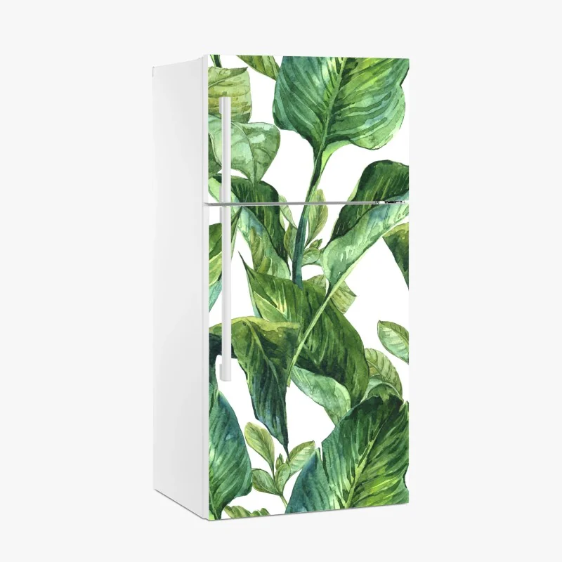 Kühlschrankaufkleber zarte weiße blätter auf grauem hintergrund – Wallnifity®