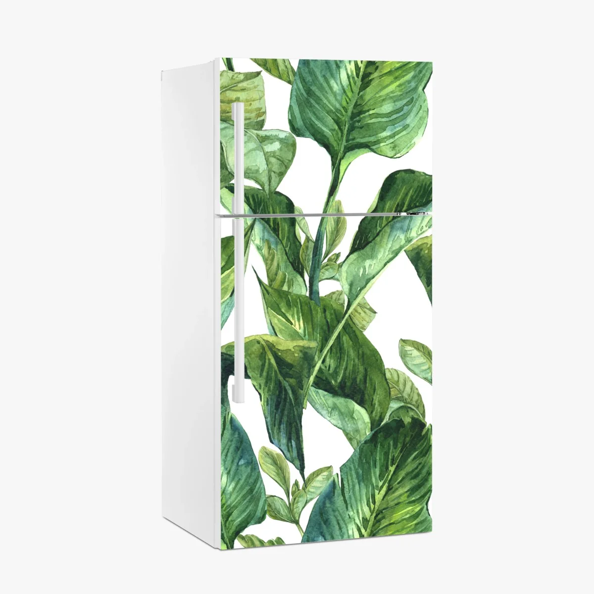Kühlschrankaufkleber üppiges aquarellmuster tropischer blätter – Wallnifity®