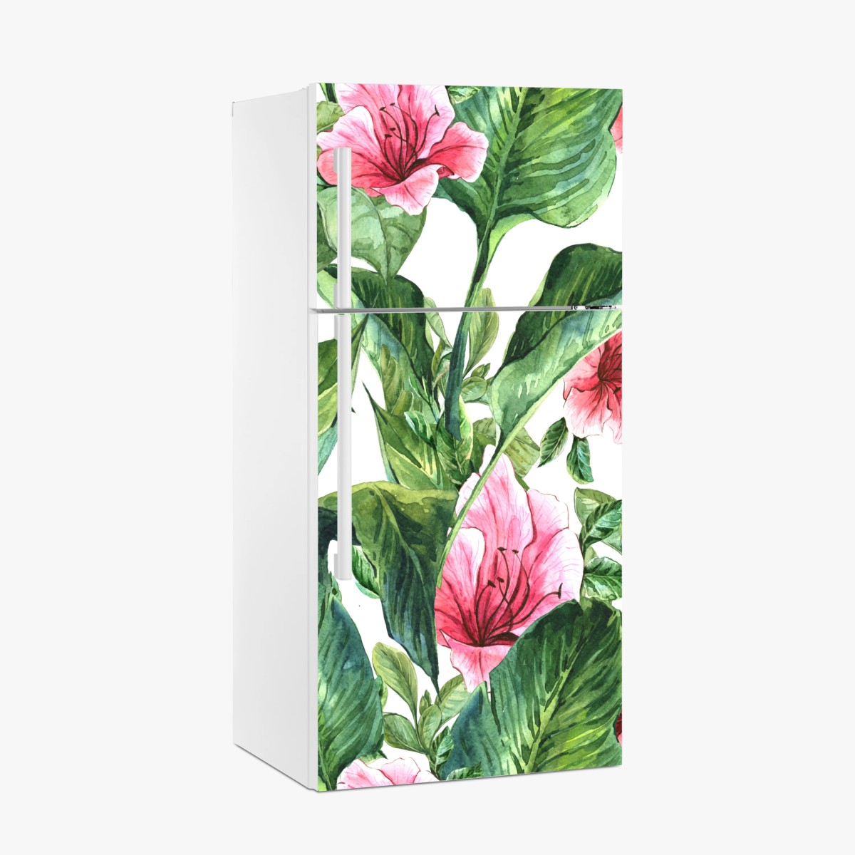 Kühlschrankaufkleber rosa aquarell blumen botanikmotiv – Wallnifity®