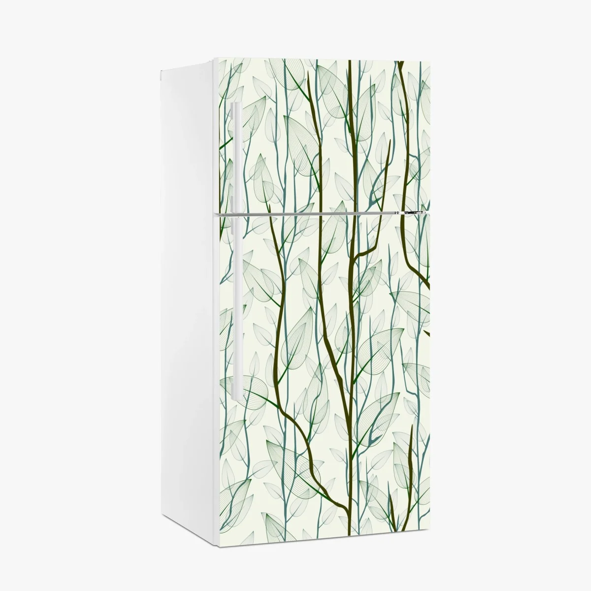 Kühlschrankaufkleber zartes muster mit blättern und zweigen – Wallnifity® Kühlschrankaufkleber zartes muster mit blättern und zweigen – Wallnifity®